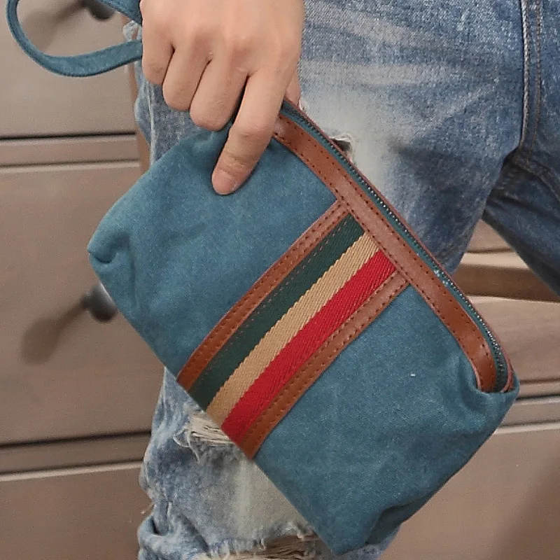 

Men's handbag large capacity Canvas casual male mobile phone Small Hand Wallet bag