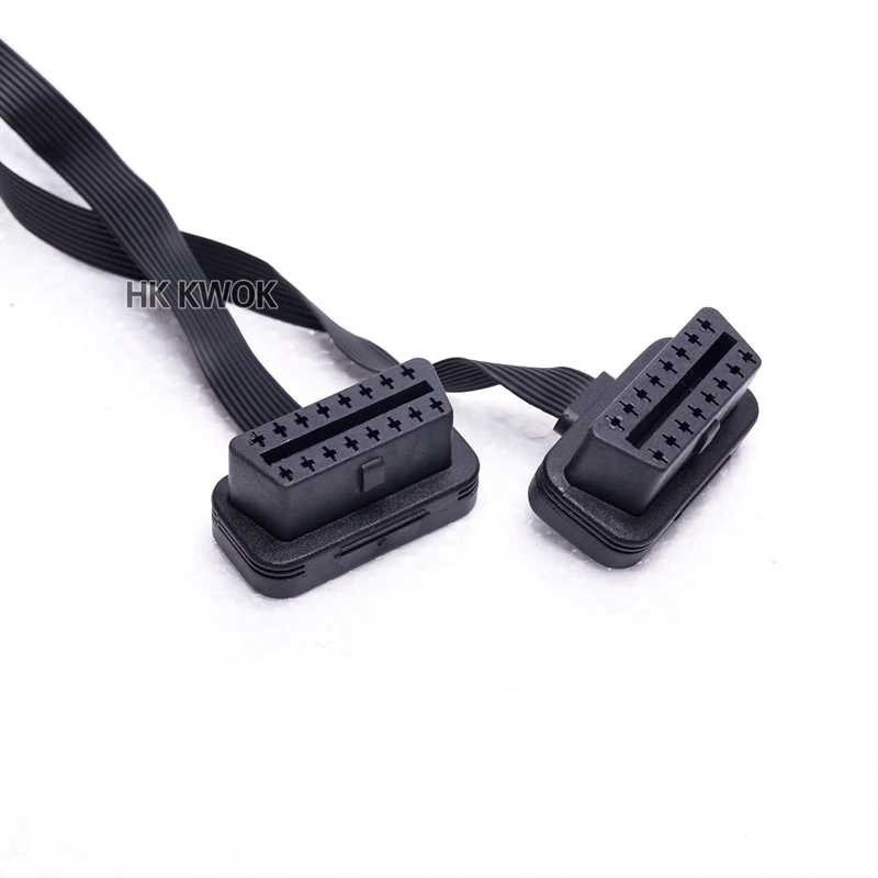 KWOKKKER плоский и тонкий As Noodle OBDII OBD 2 OBD2 16 Pin ELM327 Штекерный к двойному гнезду Y