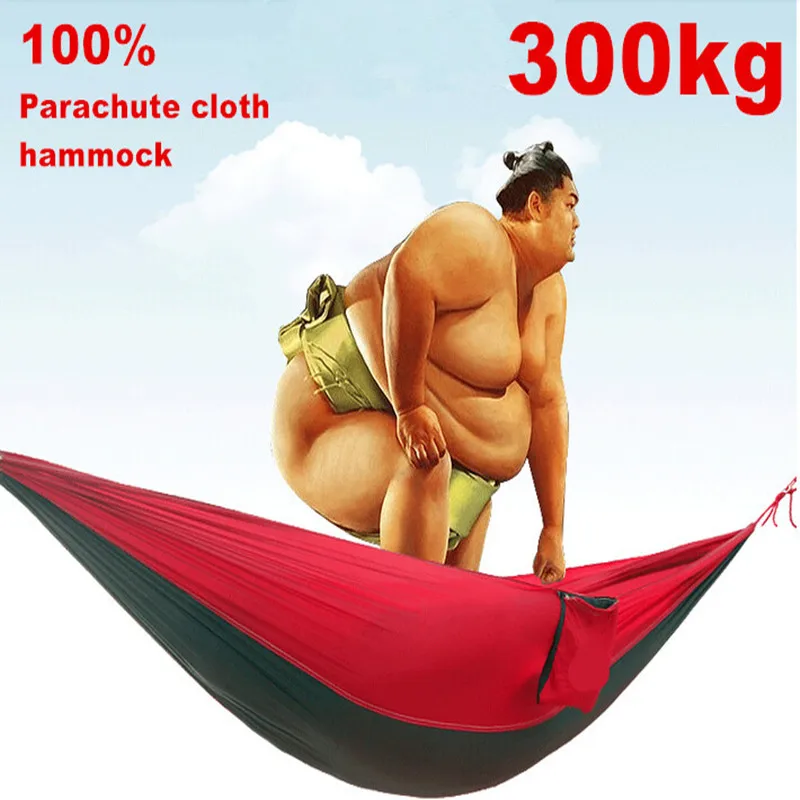 

300kg load outdoor hammock double parachute cloth hammock hammock 260 * 130 cm single hammock