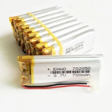 10 sztuk 3.7 V 700 mAh 702050 litowo-polimerowy LiPo akumulator do Mp3 słuchawki PAD DVD E-book zestaw słuchawkowy bluetooth kamera