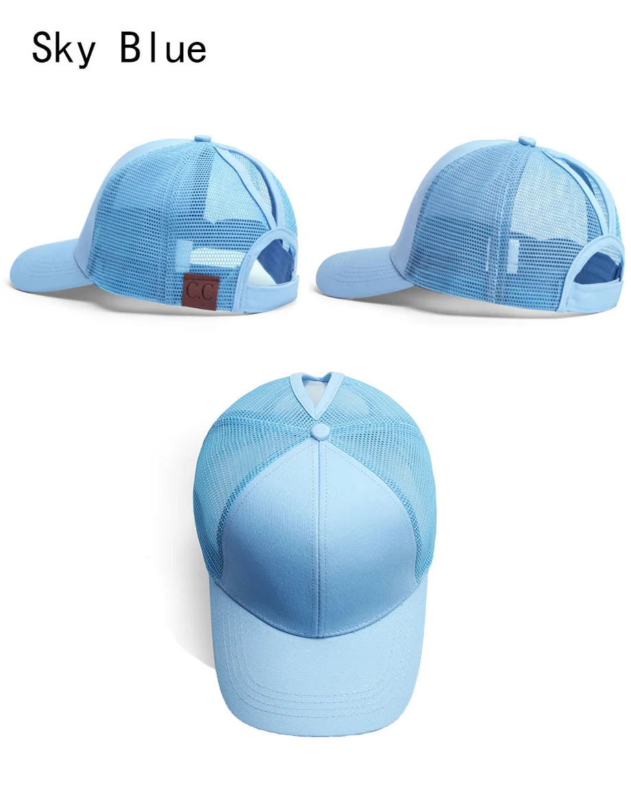 Glitter Ponytail Baseball Cap Women Messy Bun Adjustable Snapback Hats Girls Adjustable Summer Mesh CC Caps Drop Shipping   (16)