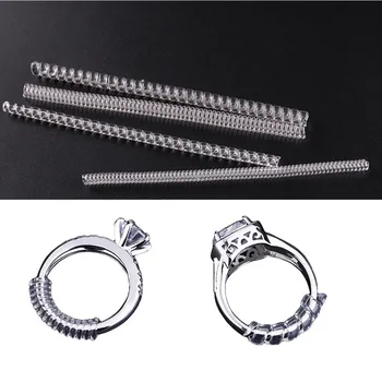 

10Pcs Transparent Spring Rope Ring Size Adjuster Resizing Tool Protection Spiral Based Guard Tightener Reducer Jewelry DIY Parts