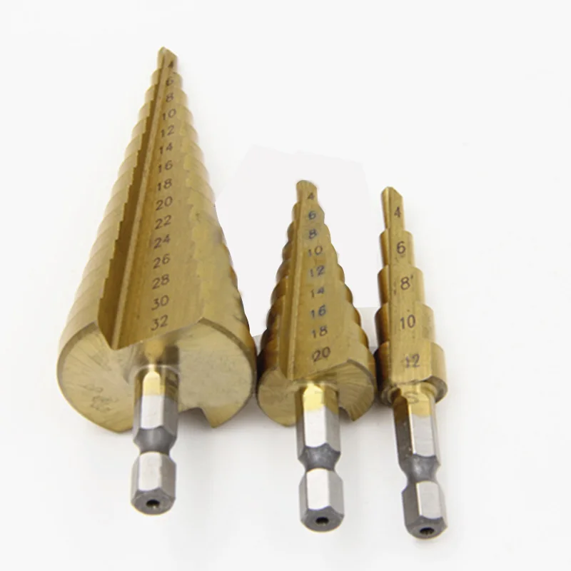 drill bit step drill nail Cutter 4-12/20mm HSS Steel Cone Drill Bit Set HSS Steel Step Sharpening mini sharpening drill chuck