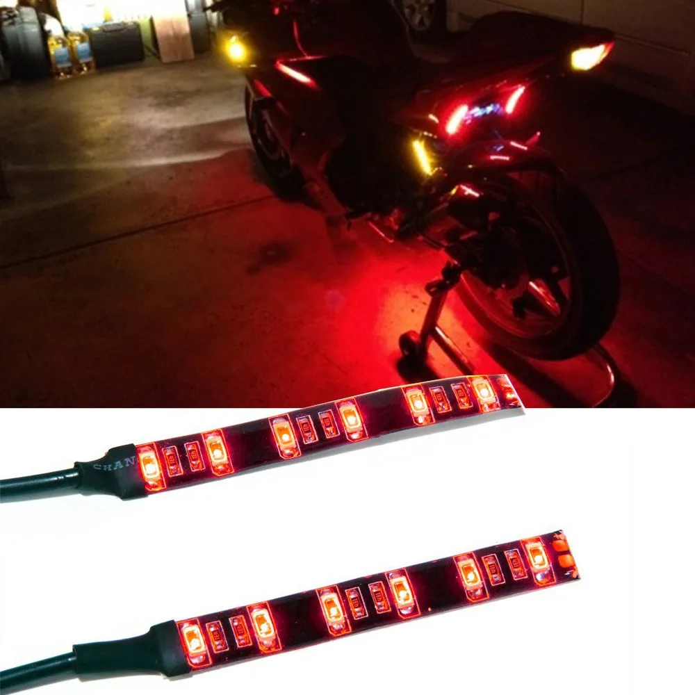 

New LED Signal Universal LED Motorcycle Tail Lamp2xMini Strip Black led motorcycle Turn signal Universal Amber lights Strip 6LED
