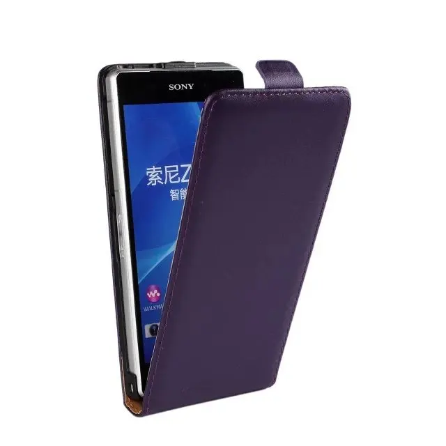 ICover бизнес чехол для Sony Xperia Z1 L39h C6903 Z2 Z3 Чехол Флип Натуральная кожа Coque сумка - Цвет: Purple