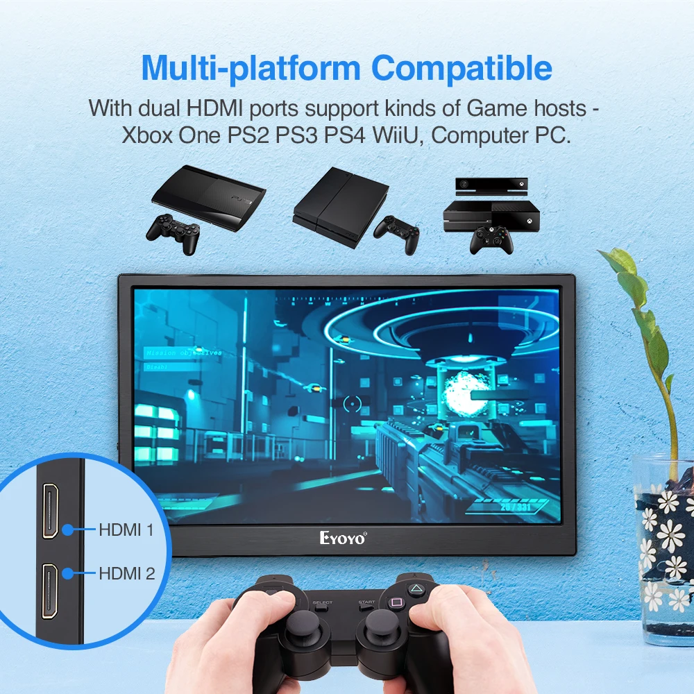 Eyoyo 13 дюймов 2 K ips игровой монитор Поддержка Двухъядерный Intel HD Вход встроенный