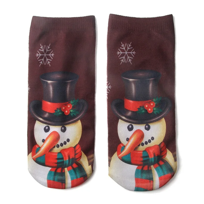 Уличные женские 3D рождественские носки унисекс мультфильм лося носки со снеговиком женские короткие лодыжки рождественские Лыжные носки