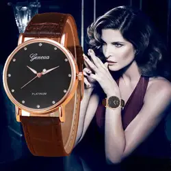 Для женщин часы Кожаные Классические кварцевые часы Для женщин любителей часы унисекс Повседневное Для женщин наручные часы Часы Relogio Feminino