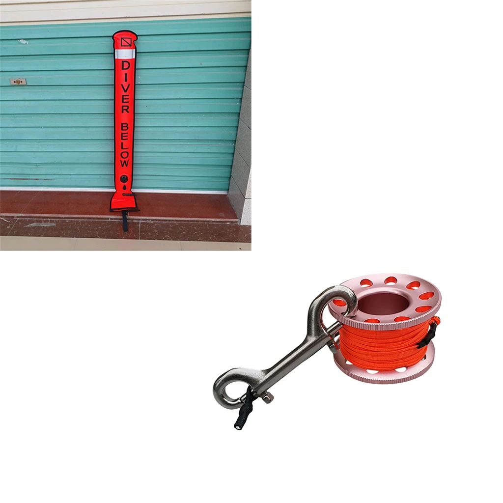 Scuba Diving SMB Surface Marker Buoy Signal Tube With Dive Reel Spool Dive Buoy Underwater Dive Gear Equipment Snorkeling Diver