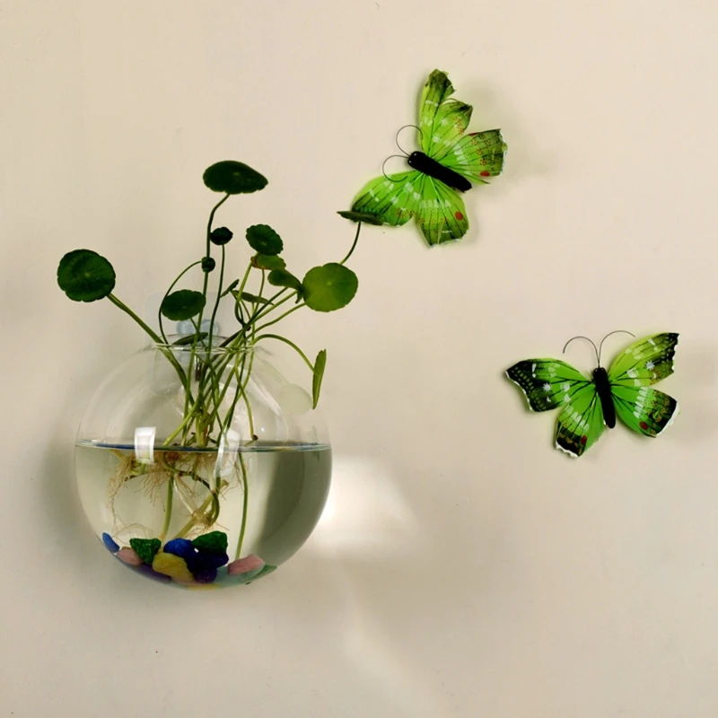 

8CM/12CM Glass Vase Wall Hanging Hydroponic Terrarium Fish Tanks Potted Plant Flower pot