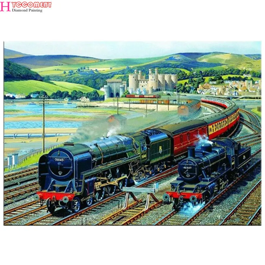 

Diamond Embroidery 5D Cross Stitch Crystal round Mosaic Painting Sets Decorative Diy Diamond Painting Rail train wall decor