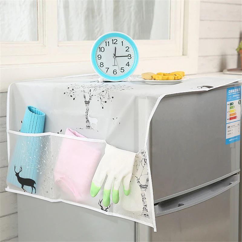 

129*54cm Waterproof Washing Machine Coat Dustproof Refrigerator Cover Plain Dyed Sun Dust Protection Case Household Accessories