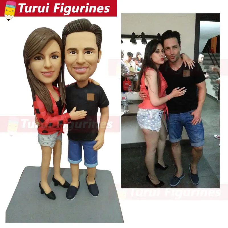 photo to figurines handcrafted mini statuette custom two people bobblehead figurines from moldeling soft clay waterproof dolls