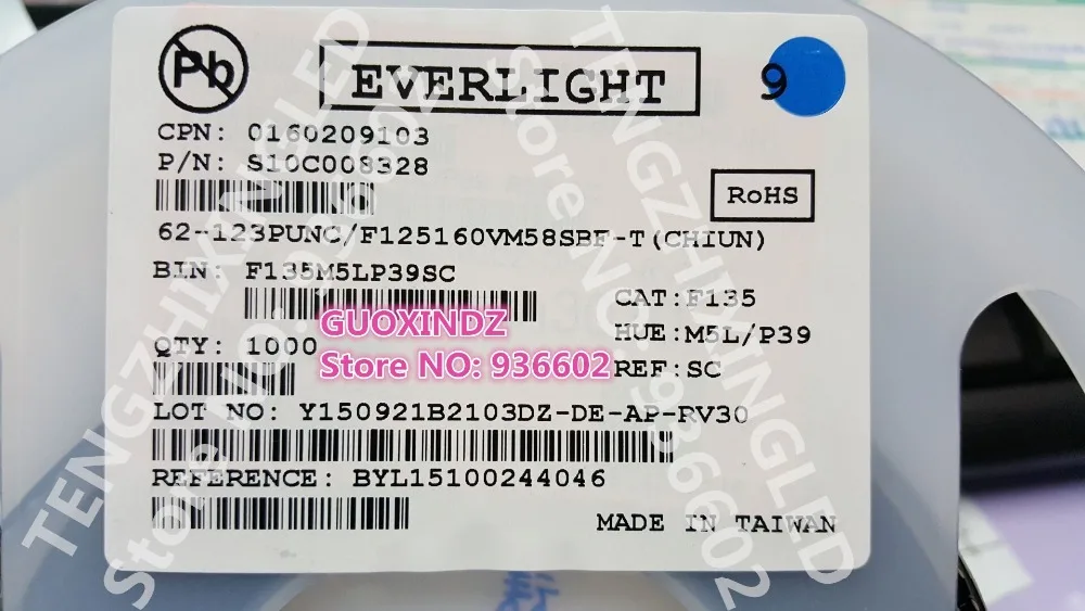 EVERLIGHT светодиодный фонарь высокой мощности светодиодный 1-2W 3030 6V холодный белый 130-155LM ТВ применение 62-123PUNC/F125160VM58SBF-T