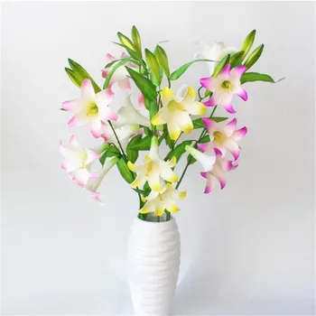 

5Pcs Fake Lily Flower 38.2" Simulation Foam Lily Branches Five Heads for Home Decorative Artificial Flowers