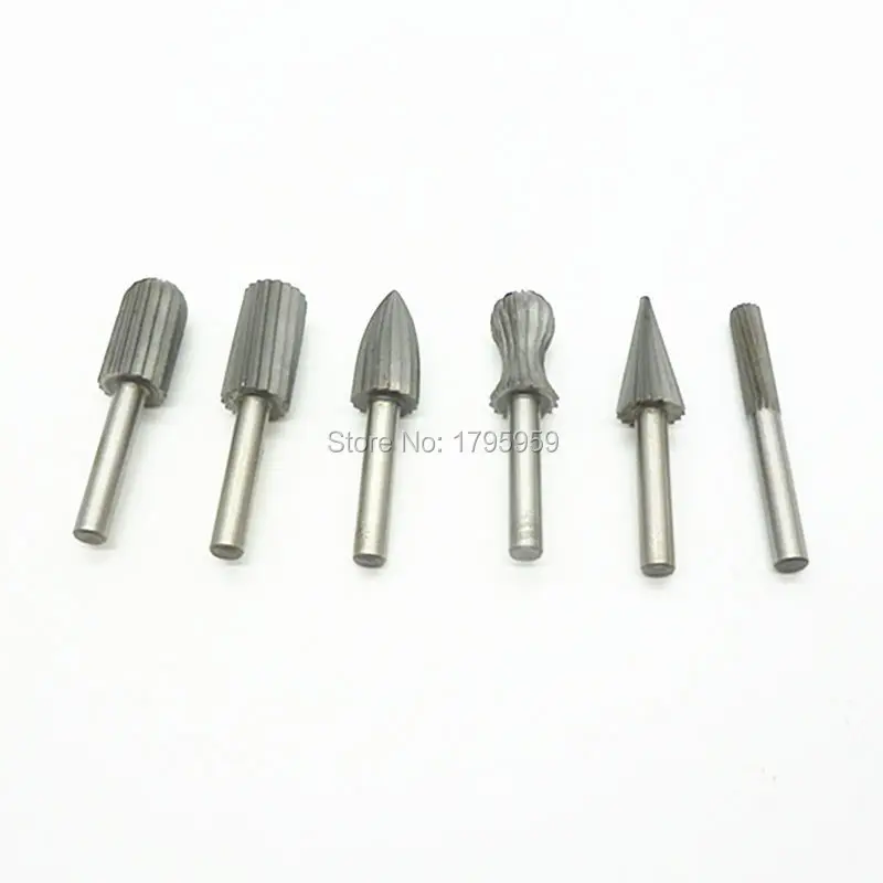 New 6 PCS Engraving Bit Cutter Burr 14 6mm Shank  Wood Carving Rotary Tools Milling Cutter Hss Carbide Cutter Rotary File Set (2)