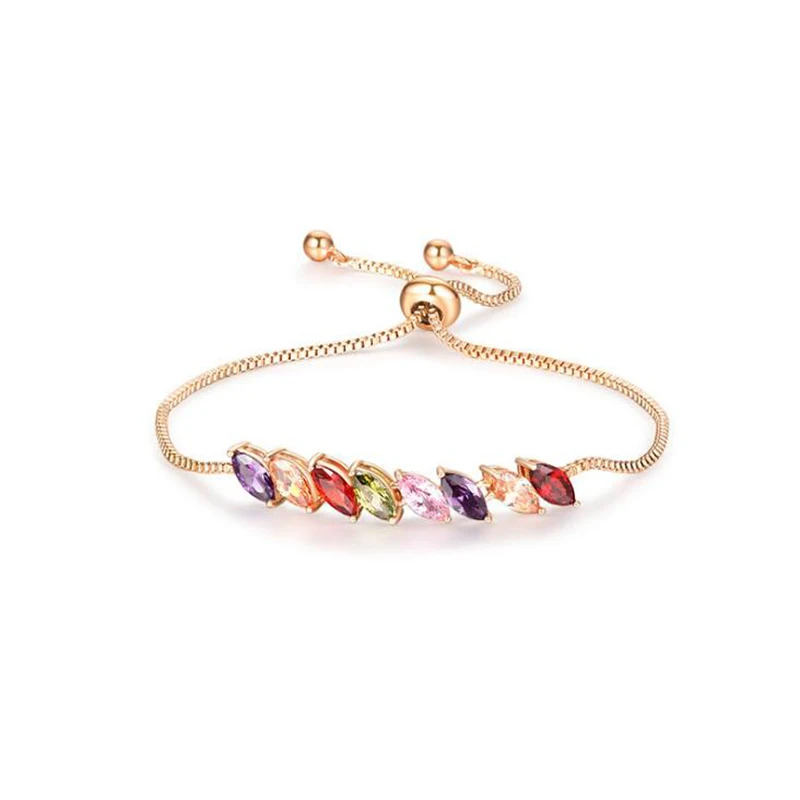 

Colorful Cubic Zirconia Adjustable Bracelets For Women Fashionable Water Droplets Shape Zircon Bracelet Jewelry Pulseras Mujer