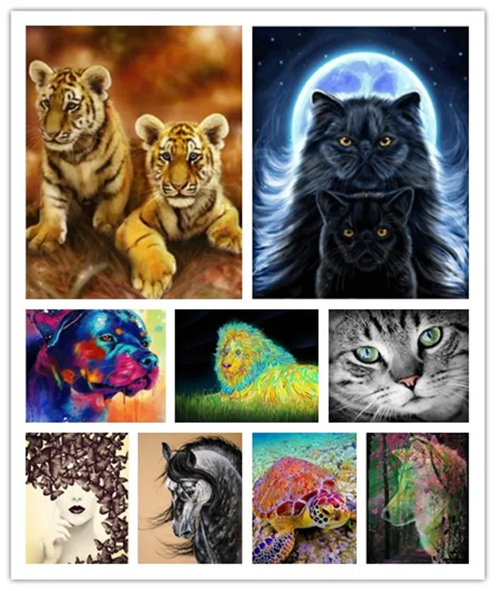 Peinture Diamant Theme Cheval Loup Chat Lion Tigre Chien 5d Autocollant Mural Broderie Complete Strass Point De Croix Mosaique A Faire Soi Meme Aliexpress