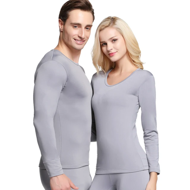 Matching Winter Warm Thermal Underwear Set For Women Man Solid Simple Elastic Female Male Sleep