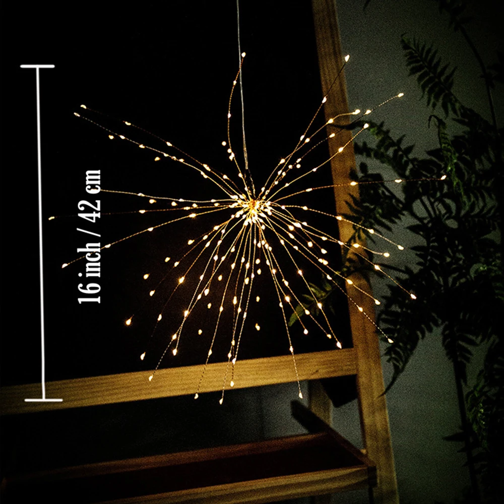 Подвесная гирлянда Starburst 200 светодиодов DIY фейерверк медная Фея гирлянда Рождественские огни наружные мерцающие огни Солнечная/батарея