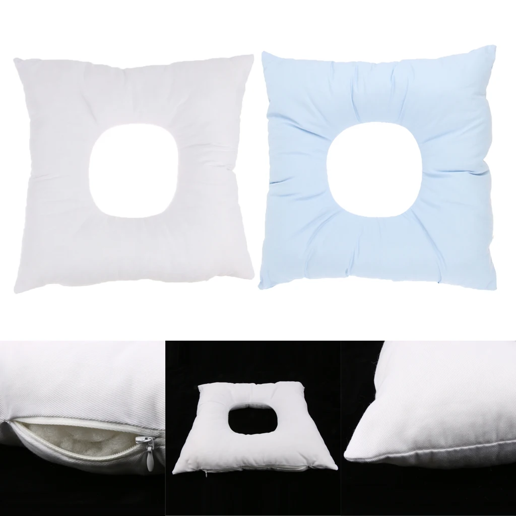 2pcs Reusable Washable Foam Massage Bed Face Cradle Cushion Pillows Blue White