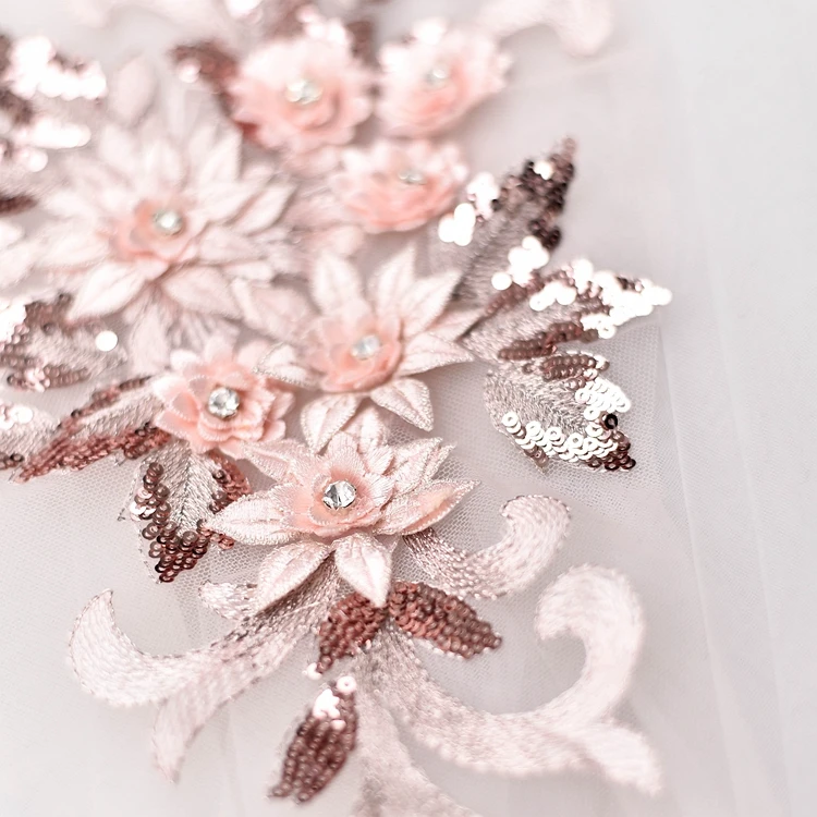 

1PCS 3D Embroidered Lace Flower Applique Sequins Costumes Dresses Decals Accessories Handmade DIY Beading Lace Patches