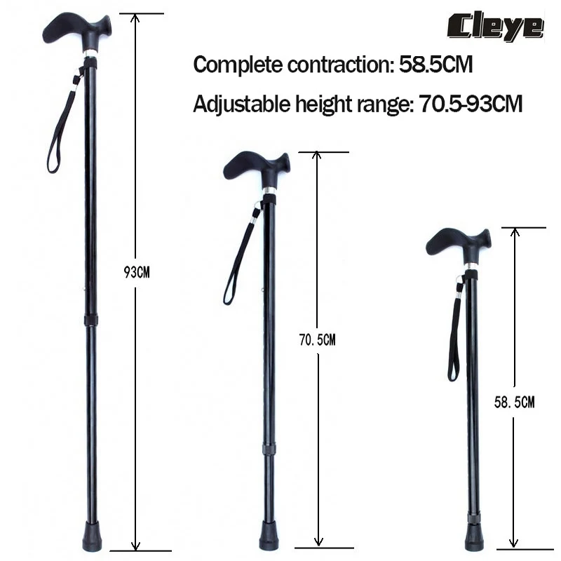 Cleye Professional Old Man Walking Stick Retractable Aluminum Alloy Crutches Anti-slip Elderly Rubber Walking Cane For Elders 