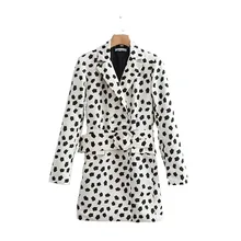 WT530 Европейская мода цветной блок геометрический тонкий приталенный Блейзер Женский Белый цвет принт двубортный пиджаки Топы