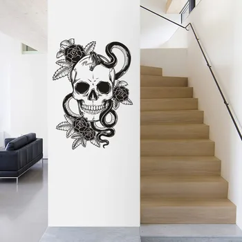 

Snake Skull Sticker Punk Death Decal Devil Name Car Art Wall Decals Parede Decor Mural Flowers Rock Sticker Decal