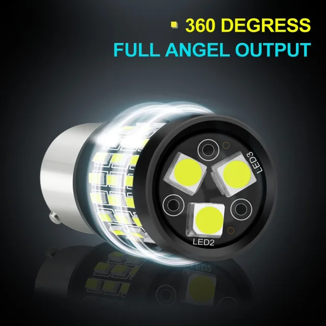 S&D 2pcs 1156 BA15S P21W LED BAU15S PY21W LED Bulb R5W R10W 12V White Red Amber Car Light Turn Signal Brake Tail Stop Lamp Auto