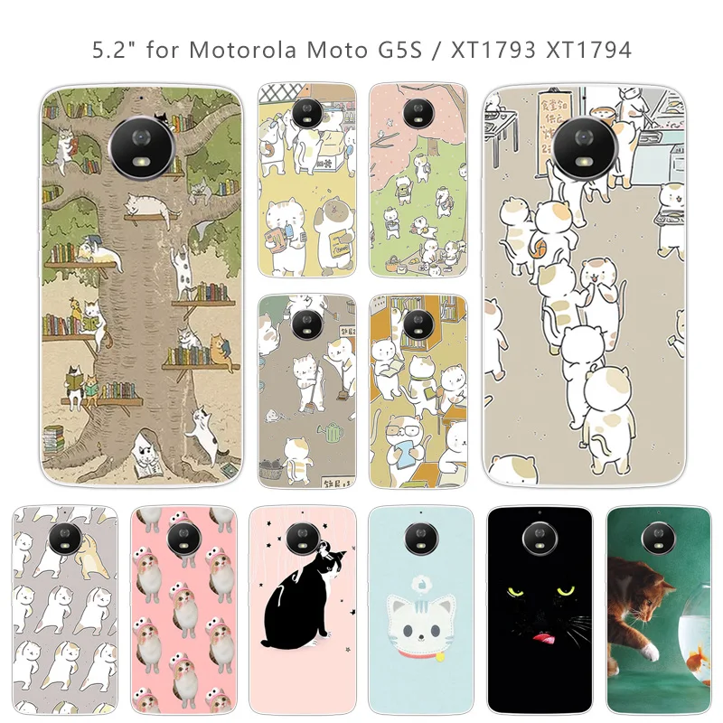 For Motorola Moto G5S CuteCat Case Soft Transparent Silicone for XT1793 XT1794 XT1792 5.2 inch Ultrathin Coques |