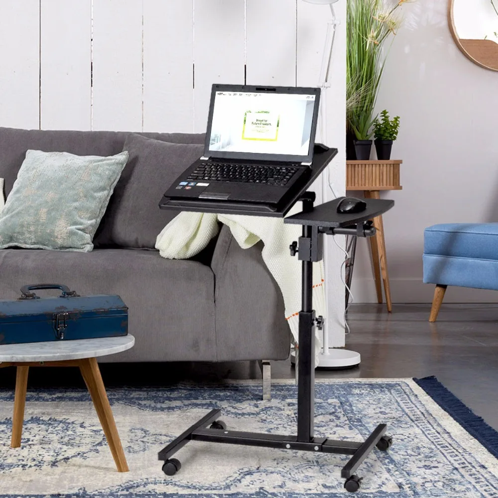 Goplus Angle and Height Adjustable Laptop Desk Rolling Notebook Sofa Bed Table Stand Modern Home Office Computer Desks HW56538