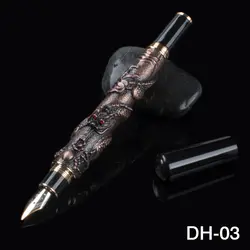 Jinhao металлическая винтажная перьевая ручка, Восточная серия дракона тяжелая ручка Iridium Fine Nib красная медная благородная коллекция