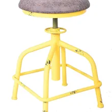 Американский античный промышленный дизайн PU кожаный табурет круглое сиденье регулируемая высота поворотный стул