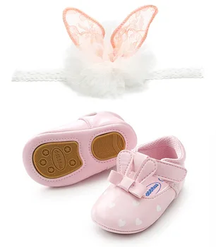 

Baby Girl Shoes Cute Lace rabbit ears PU Leather Shoes Princess Baby Baptism First Walkers Moccasins For Newborn Christening
