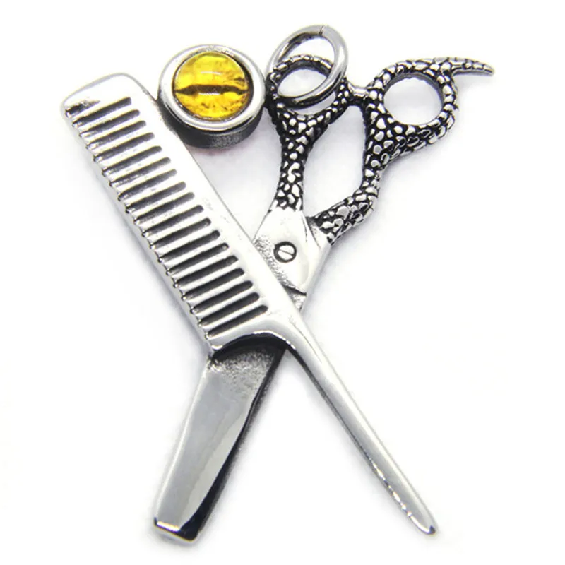 

Support Dropship Cool Design Hairdressing Scissors Pendant 316L Stainless Steel Jewelry Band Party Scissors Pendant