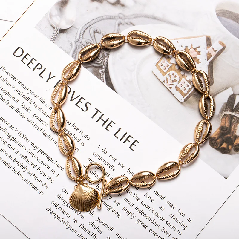 

New Fashion Gold Color Cowrie Shell Choker Necklace for Women Statement Bead Necklace Collares Collier Bohemia Beach Jewelry