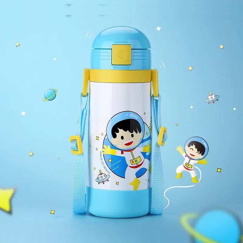 Thermose bottle for kids 304 stainless steel vacuum flasks thermal cup with straw rope portable (6)