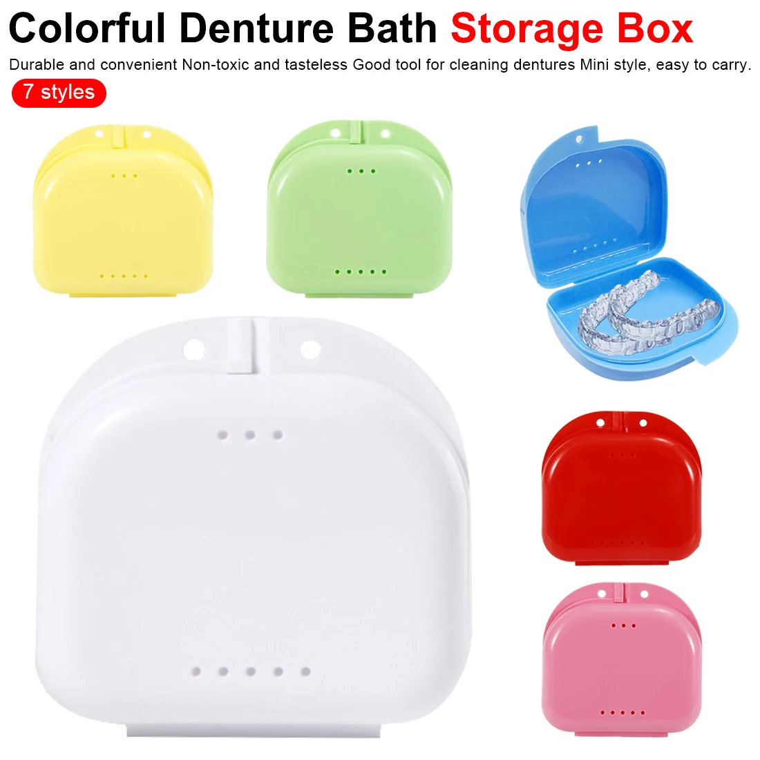 

Dentures Cleaner Tools Denture Bath Storage Box Case Dental False Teeth Appliance Container Storage Boxes