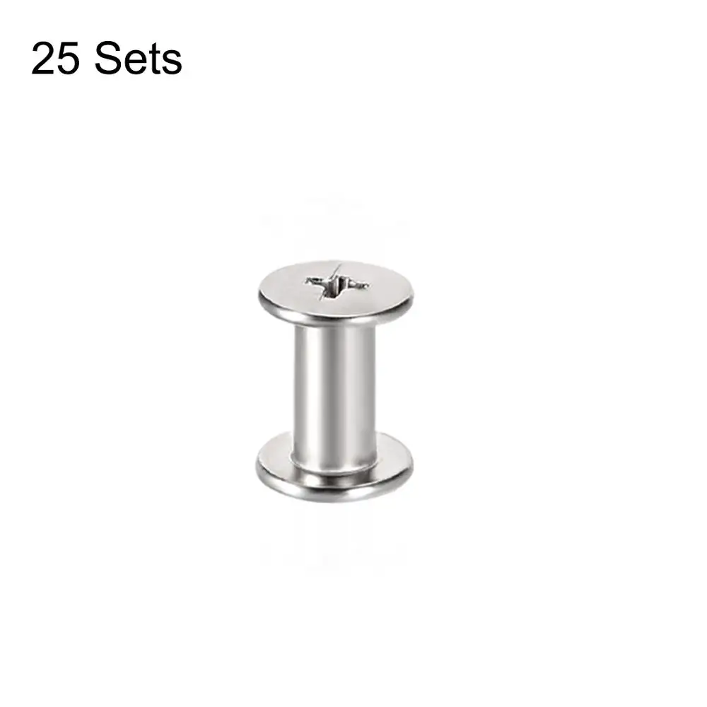 

uxcell New 25sets M4x6/8/10/12/18/25mm Phillips Round Cross Head Screw Post Binding Leather Fastener Carbon Steel Nickel Plated