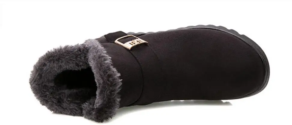 Женские зимние ботинки; теплые короткие плюшевые зимние ботильоны на меху; женская обувь из замши и хлопка на платформе; Женская Удобная обувь; Прямая поставка; XL