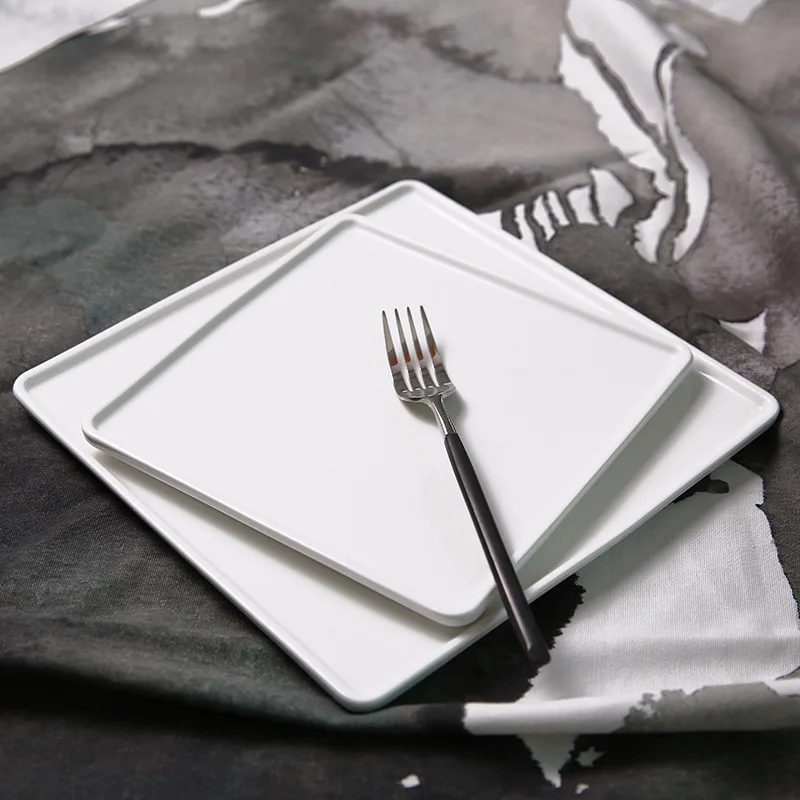 

1pc Creative Square Porcelain Dining Salad Pasta Desserts Breakfast Cake Bread Dinner Serving Plate Dish Tableware Oven safe