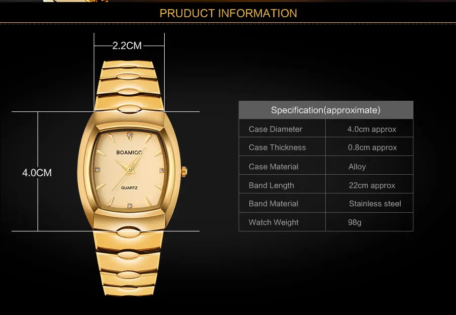 Boamigo Мужские часы Роскошные модные кварцевые часы золотые из нержавеющей стали портативные деловые наручные часы Мужские часы relogio masculino