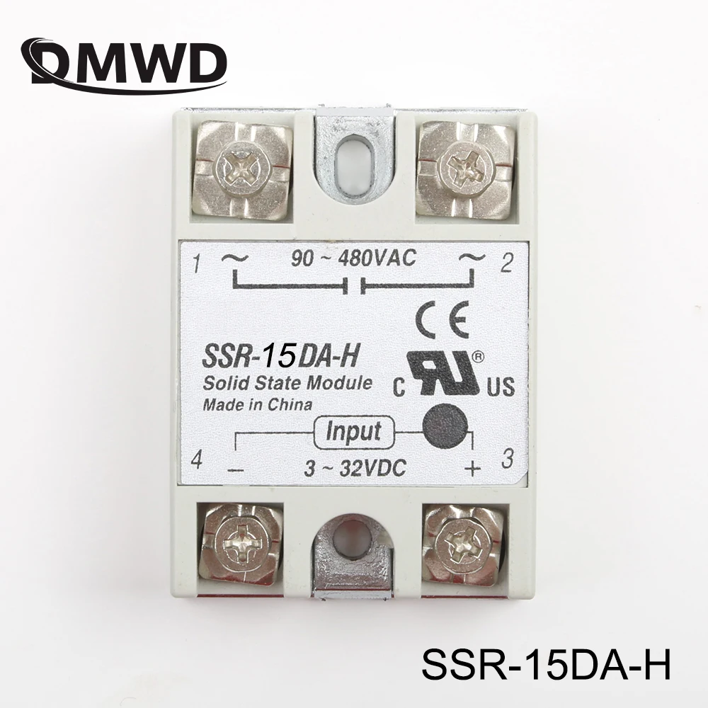 DMWD твердотельное реле SSR-15DA-H 15а на самом деле 3-32 В постоянного тока до 90-480 В переменного тока SSR 15DA H твердотельное реле регулятор сопротивления