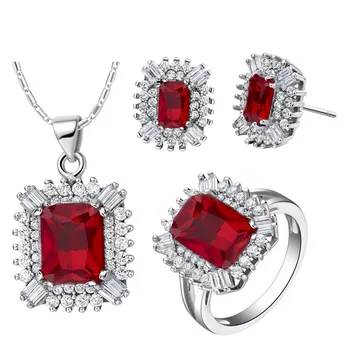 

Pendant necklace Earrings ring 925 silver suit made high-grade fashion crystal sterling-silver-jewelry