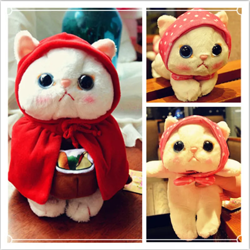 plush toy stuffed doll cute animal kerchief headband choo choo cat red cloak 1pc 