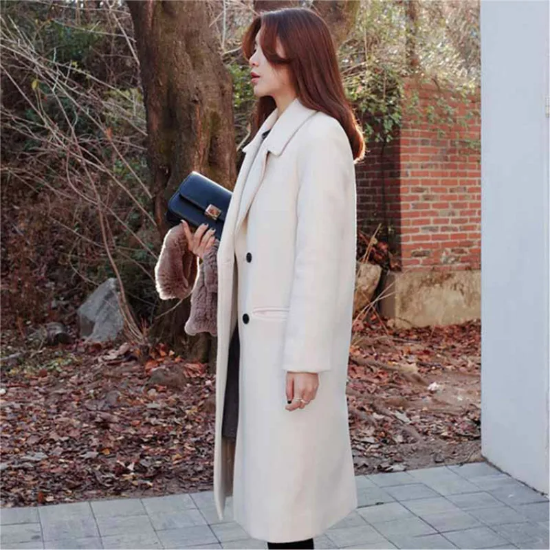 Женское длинное шерстяное пальто cappotto donna kaban свободное и куртка для осени зимы