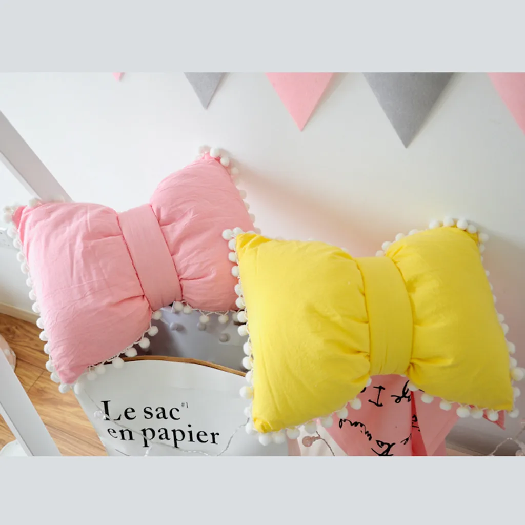 

coussin decoratif Super Soft Cotton Bow Knot Cushion Bolster Pillow Sofa Back Cushion Home chair cushion seat cushion D1