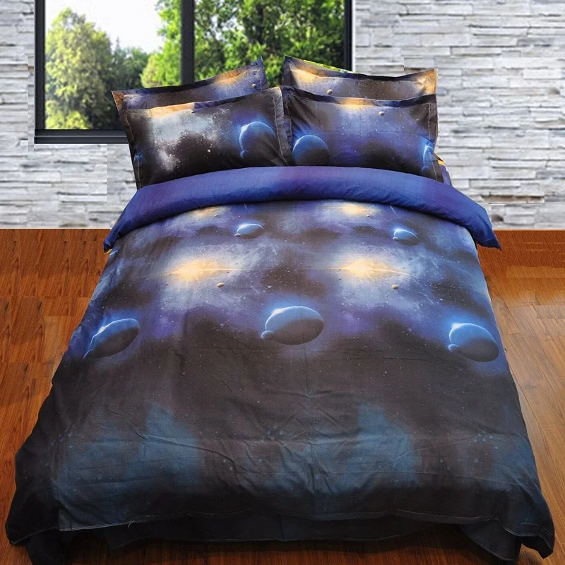 3d Galaxy bedding sets Queen Size Universe Outer Space Themed Bedspread
