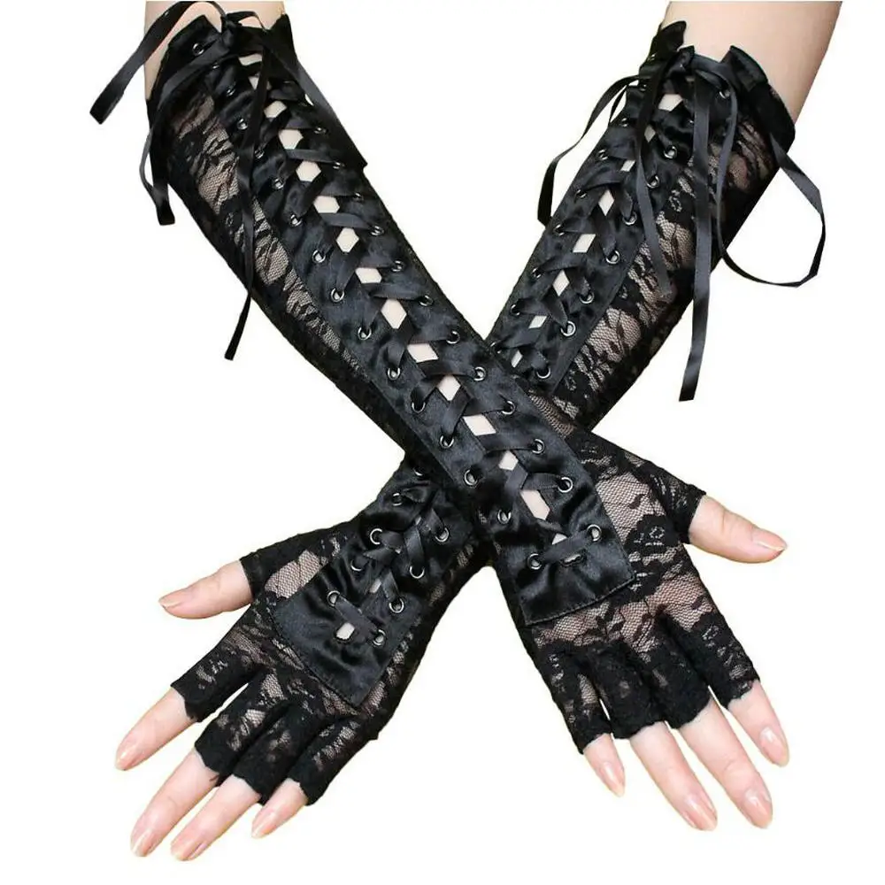 AOXIANG Womens Skeleton Fingerless Gloves Fashion Casual Punk Gothic Gloves